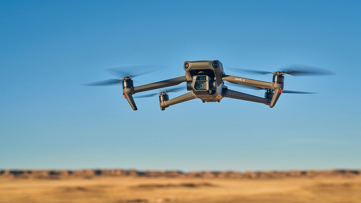Drone Flying Over Desert